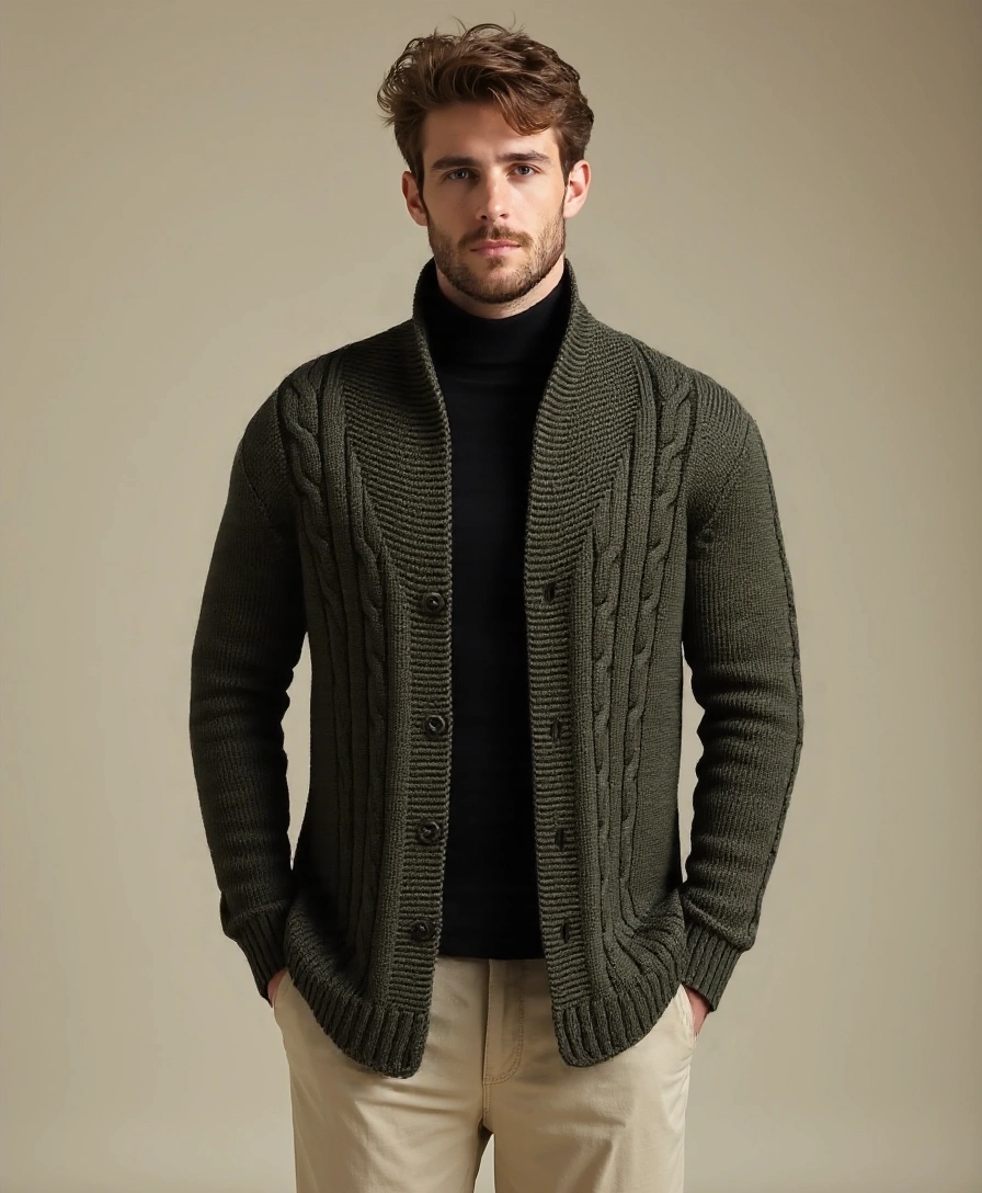Éthn Sweater Cardigan Tricoté Élégant pour Hommes - Style et Confort Assuré