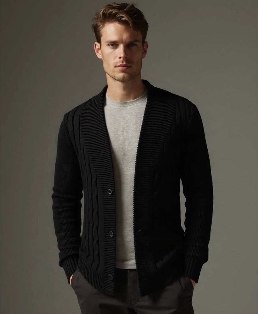 Éthn Sweater Cardigan Tricoté Élégant pour Hommes - Style et Confort Assuré