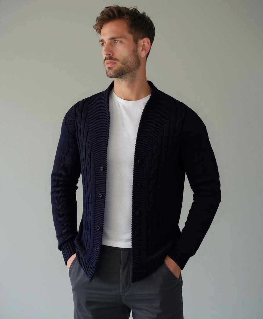 Éthn Sweater Cardigan Tricoté Élégant pour Hommes - Style et Confort Assuré