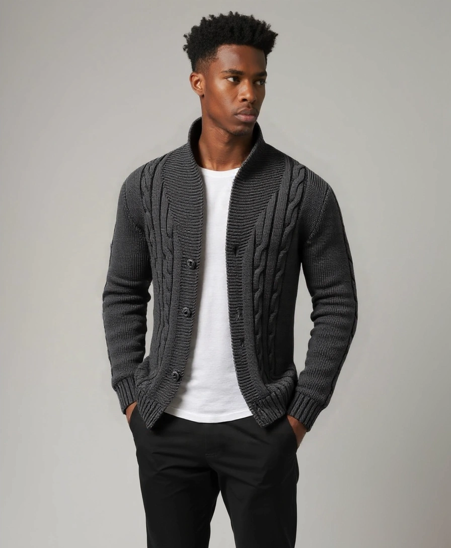 Éthn Sweater Cardigan Tricoté Élégant pour Hommes - Style et Confort Assuré