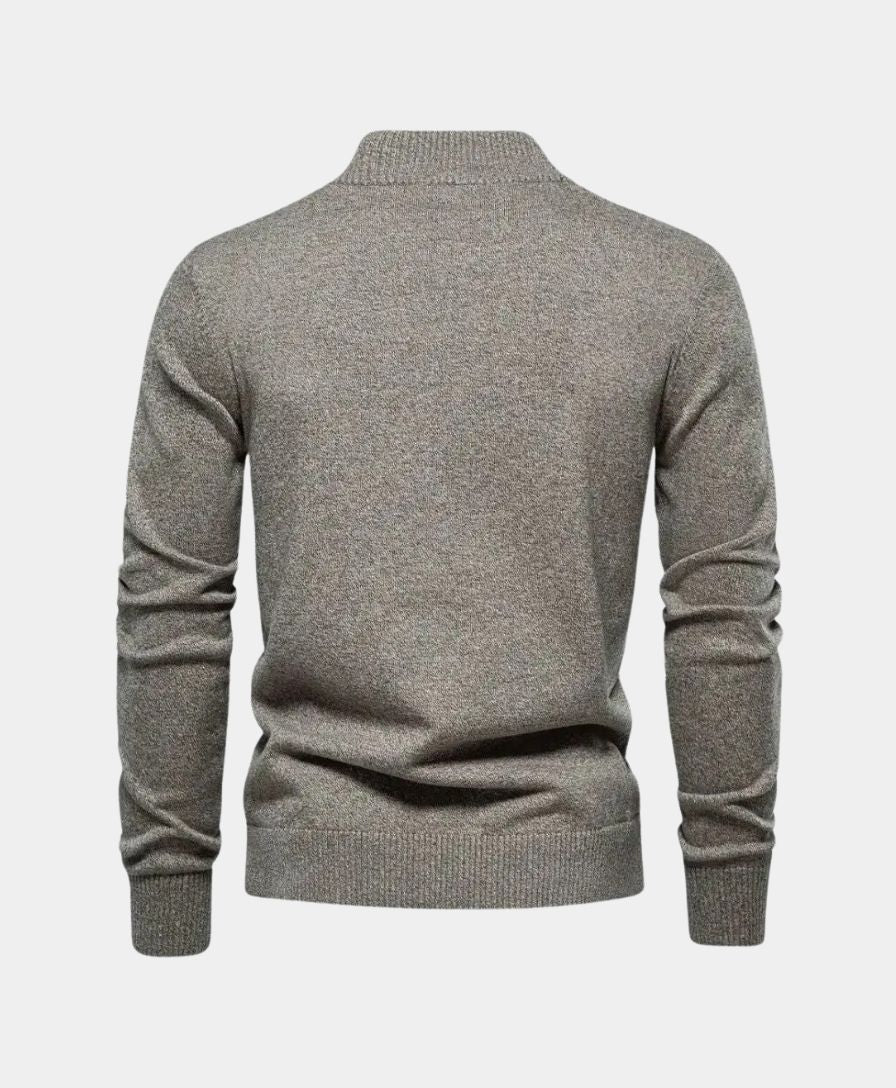 Éthn Sweater Cardigan en Coton à Col Montant Tricoté - Élégance et Confort