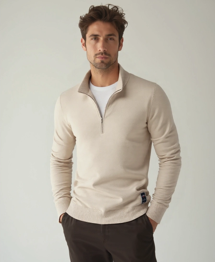 Éthn Sweater Gilet Tricot à Zip Demi - Élégance et Confort Inégalés