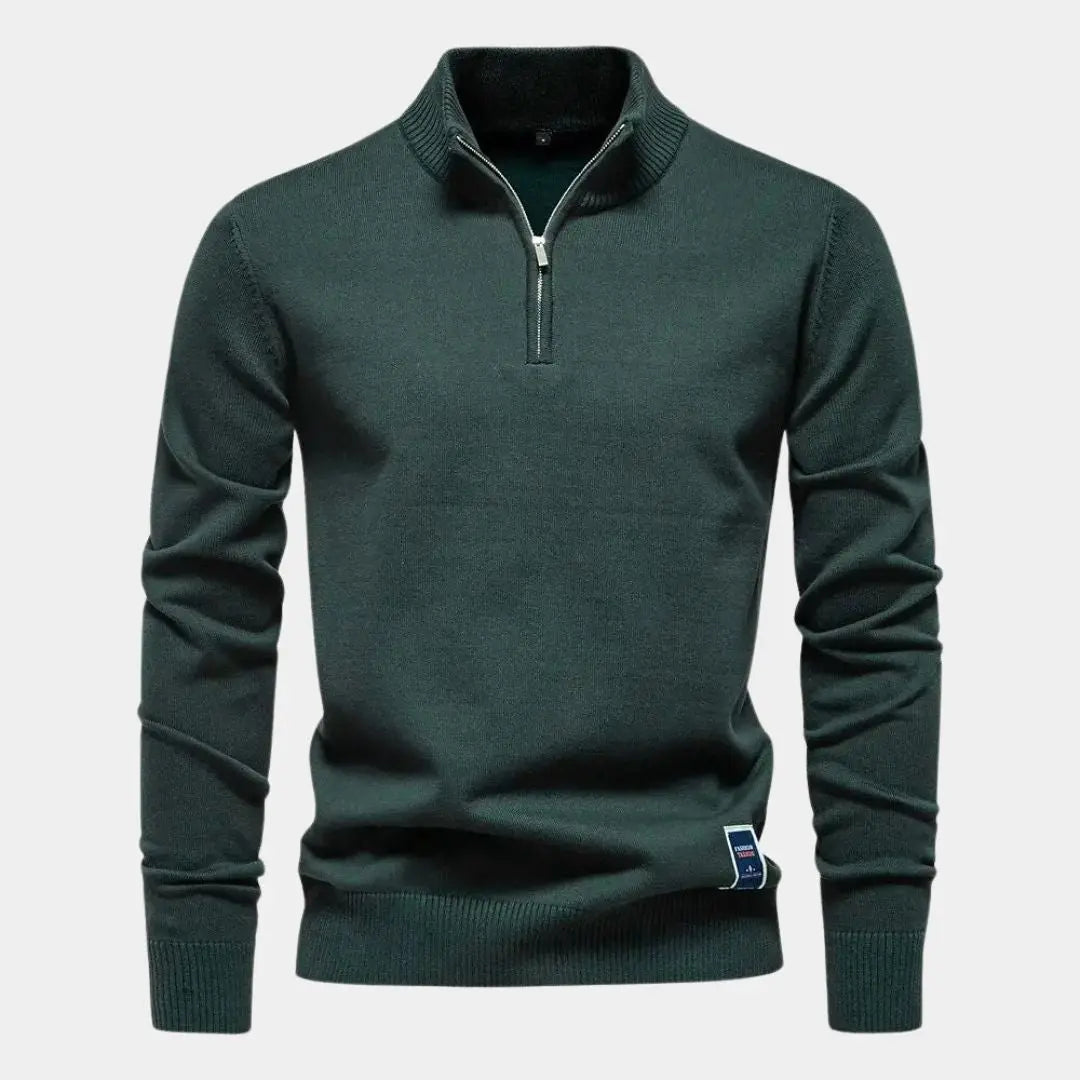 Éthn Sweater Pull Tricoté Uni Zippé pour Activités Extérieures - Confort et Style