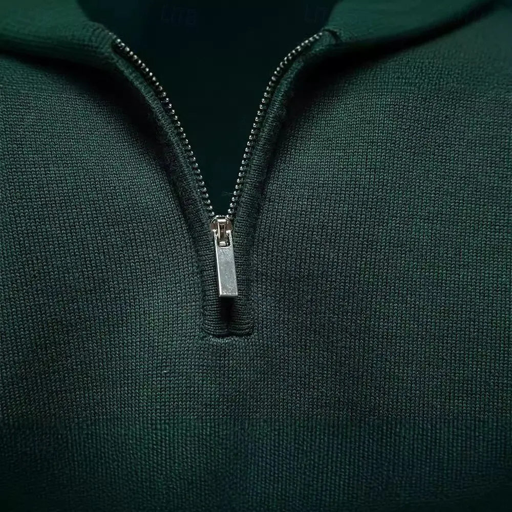 Éthn Sweater Pull Tricoté Uni Zippé pour Activités Extérieures - Confort et Style