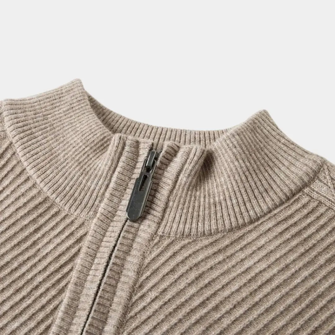 Éthn Sweater Pull en Laine à Zip Quart de Stripe - Élégance et Confort