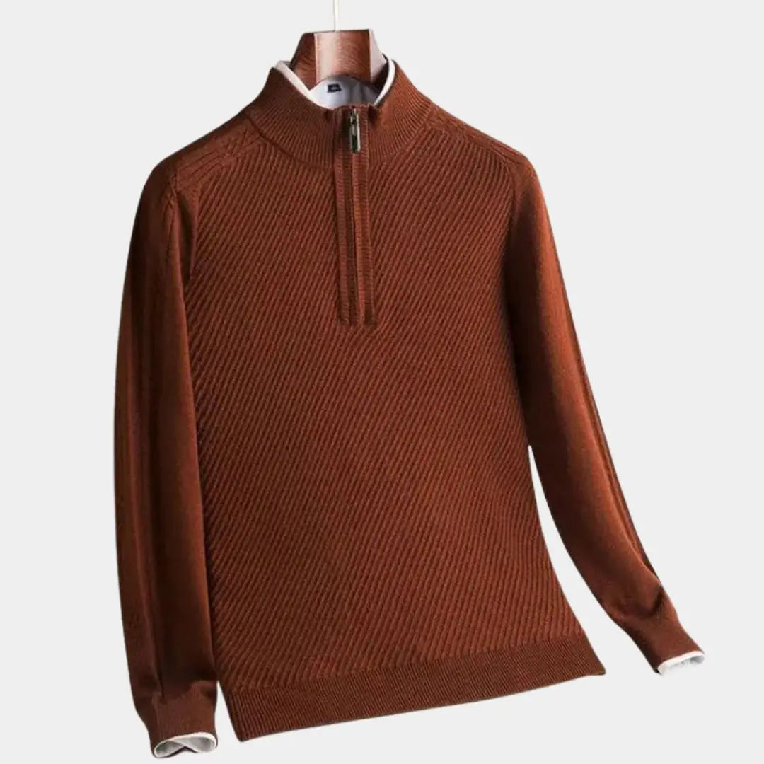 Éthn Sweater Pull en Laine à Zip Quart de Stripe - Élégance et Confort