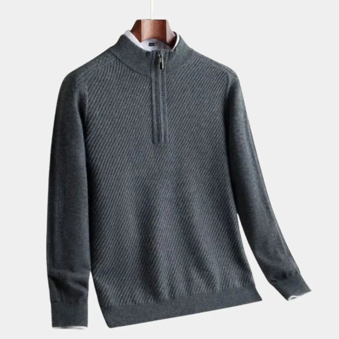 Éthn Sweater Pull en Laine à Zip Quart de Stripe - Élégance et Confort