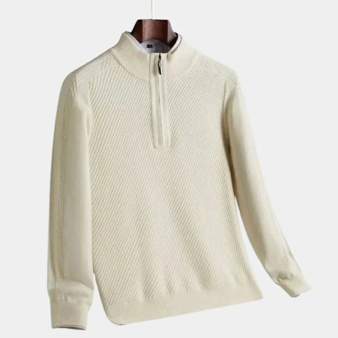 Éthn Sweater Pull en Laine à Zip Quart de Stripe - Élégance et Confort