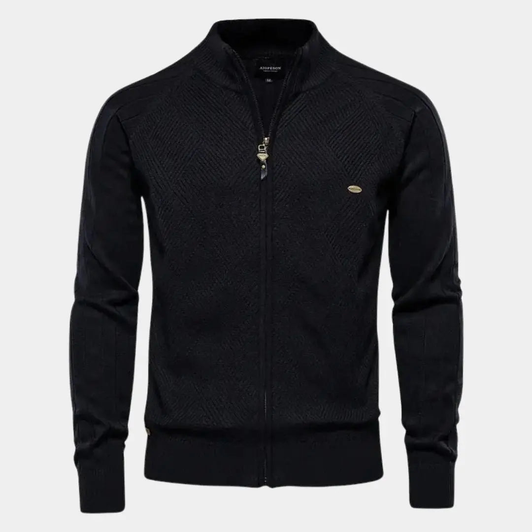 Éthn sweater Cardigan Tricot à Fermeture Éclair en Jacquard Uni - Élégance Confortable