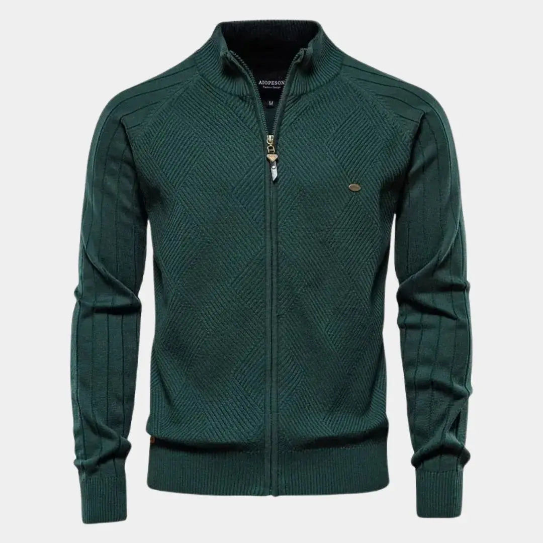 Éthn sweater Cardigan Tricot à Fermeture Éclair en Jacquard Uni - Élégance Confortable