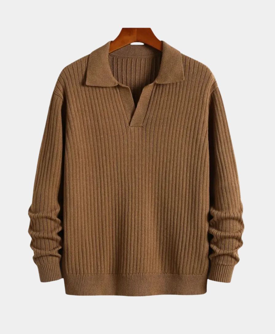 Éthn sweater Polo à Col V Côtelé Élégante - Confort et Style Assuré