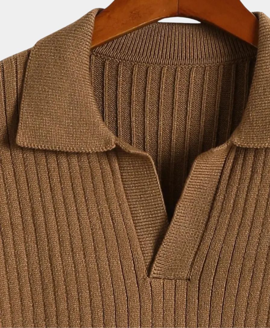 Éthn sweater Polo à Col V Côtelé Élégante - Confort et Style Assuré
