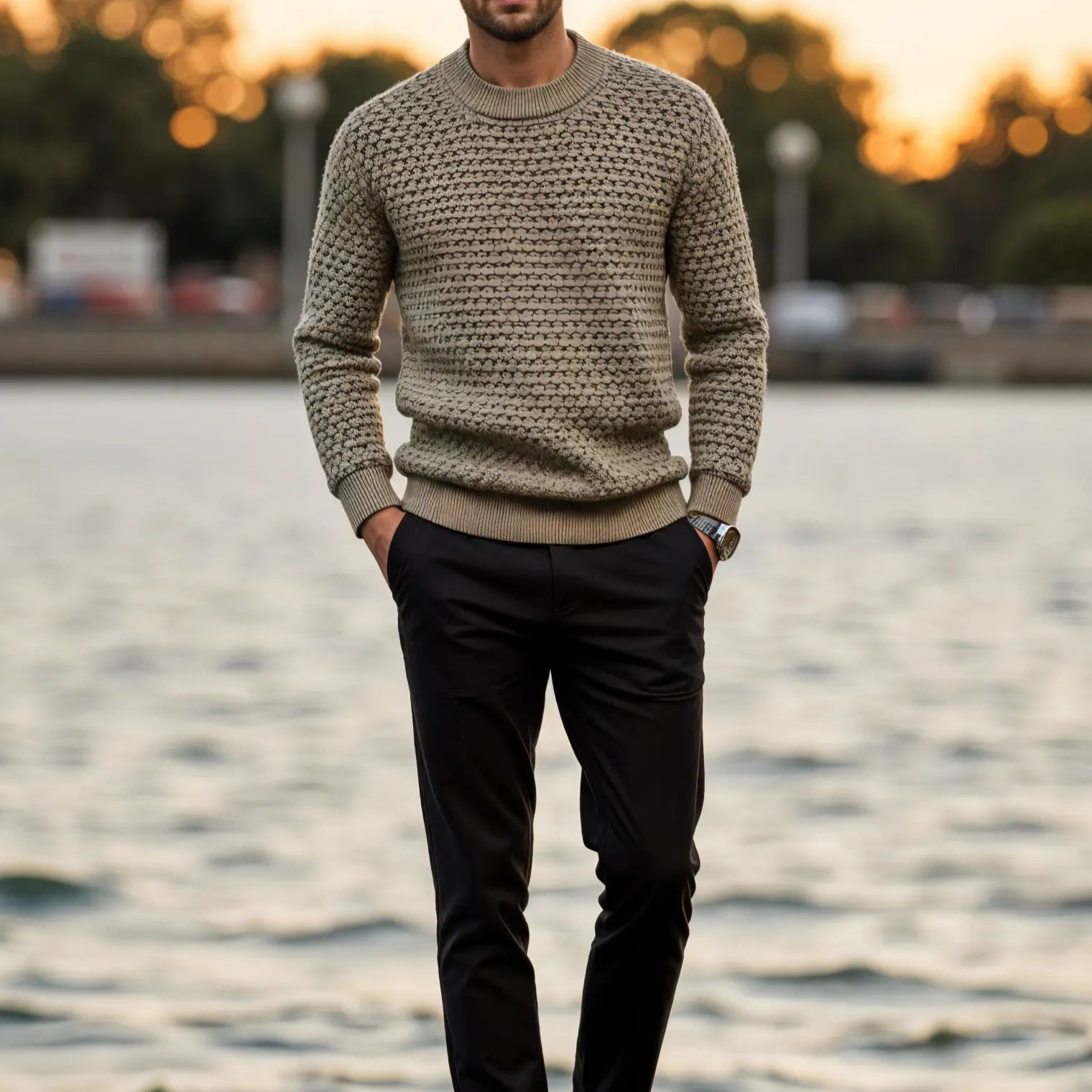 Éthn sweater Pull Texturé Vieille Argent - Élégance et Confort Inégalés