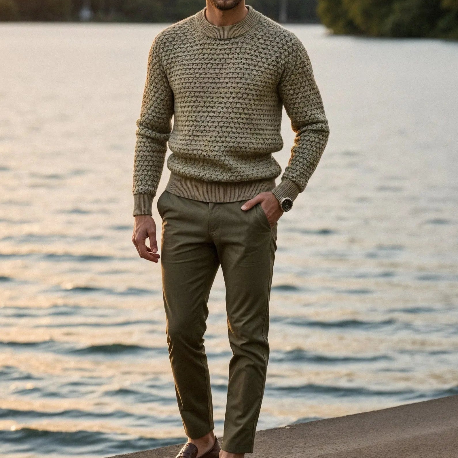 Éthn sweater Pull Texturé Vieille Argent - Élégance et Confort Inégalés