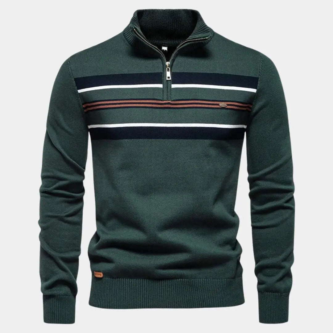 Éthn sweater Pull en Maille Rayé à Zip Quart - Élégance et Confort