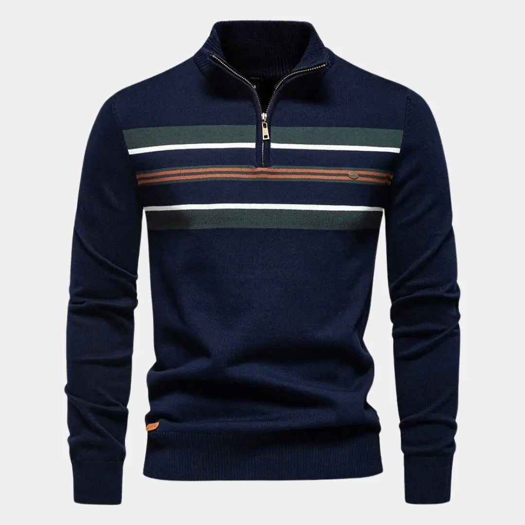 Éthn sweater Pull en Maille Rayé à Zip Quart - Élégance et Confort