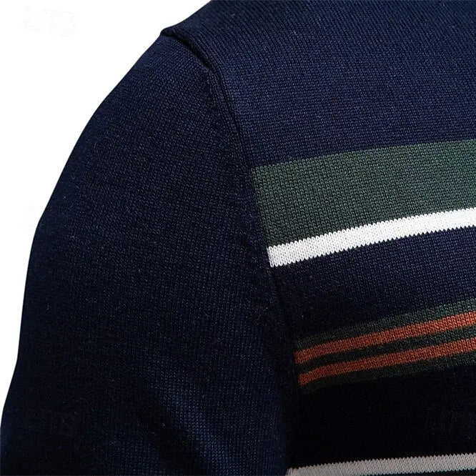 Éthn sweater Pull en Maille Rayé à Zip Quart - Élégance et Confort