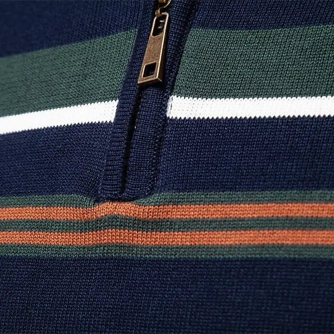 Éthn sweater Pull en Maille Rayé à Zip Quart - Élégance et Confort