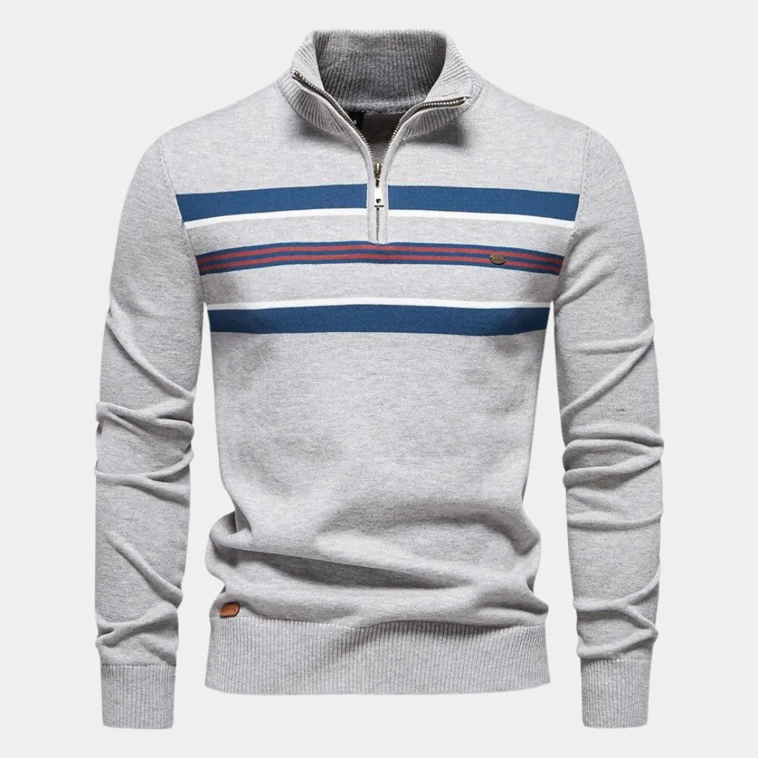 Éthn sweater Pull en Maille Rayé à Zip Quart - Élégance et Confort