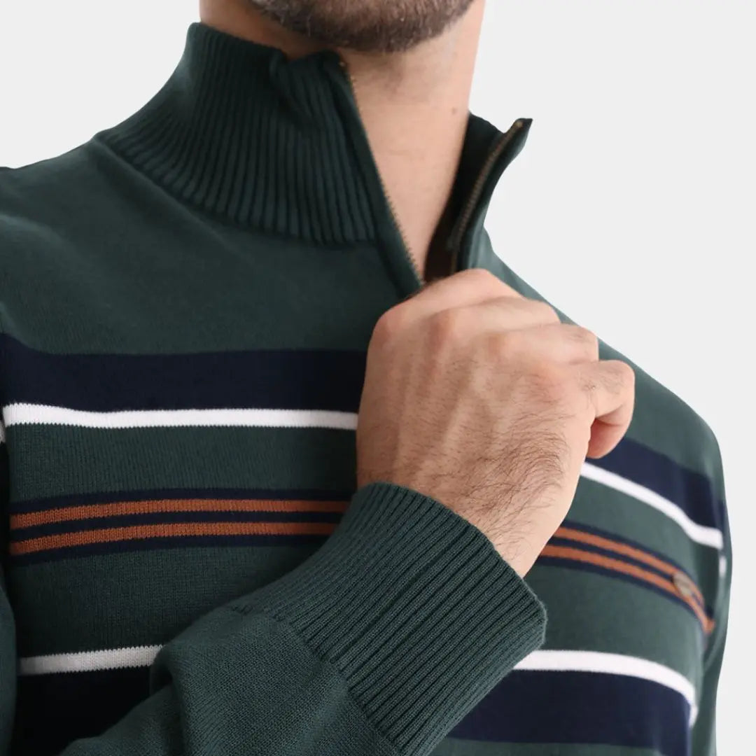 Éthn sweater Pull en Maille Rayé à Zip Quart - Élégance et Confort