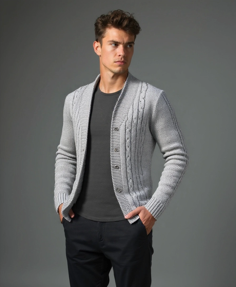 Éthn Sweater Cardigan Tricoté Élégant pour Hommes - Style et Confort Assuré