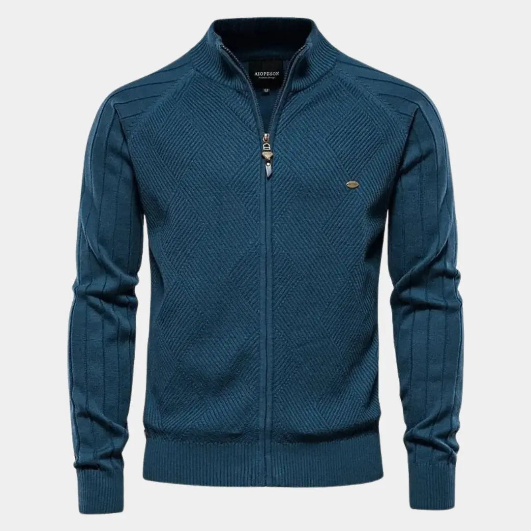 Éthn sweater Cardigan Tricot à Fermeture Éclair en Jacquard Uni - Élégance Confortable